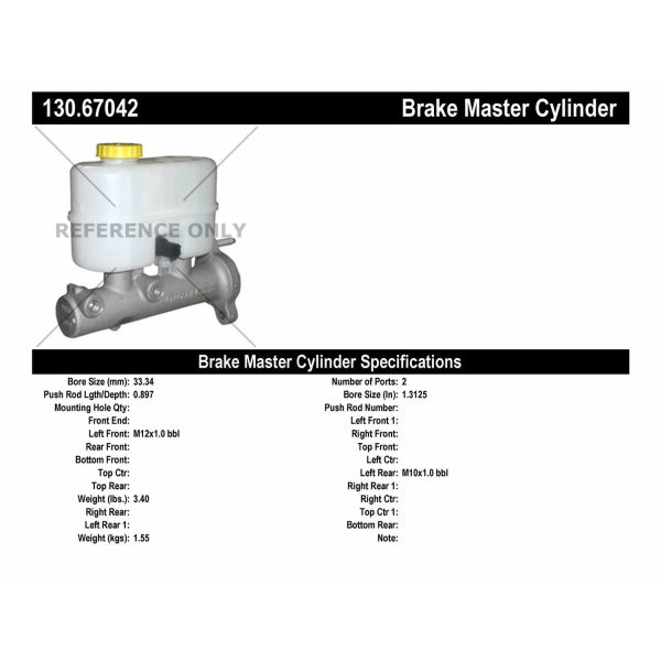 Centric Premium Brake Master Cylinder 130.67042