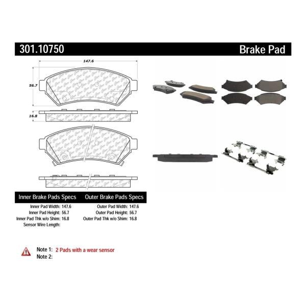 Centric Premium Ceramic Front Disc Brake Pads 301.10750
