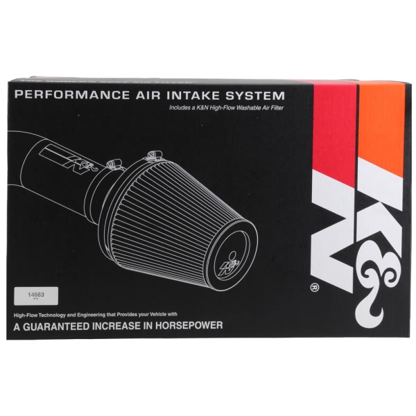 K&N 57 Series FIPK Generation II High-Density Polyethylene Black Air Intake System with Red Filter and Intake Pipe and Heat Shield 57-2583