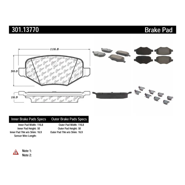Centric Premium Ceramic Rear Disc Brake Pads 301.13770