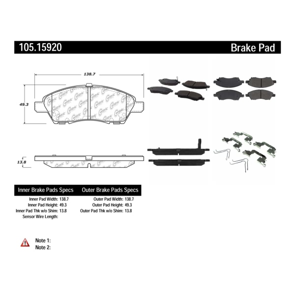 Centric Posi Quiet™ Ceramic Front Disc Brake Pads 105.15920