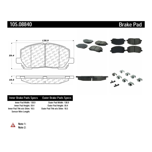 Centric Posi Quiet™ Ceramic Front Disc Brake Pads 105.08840