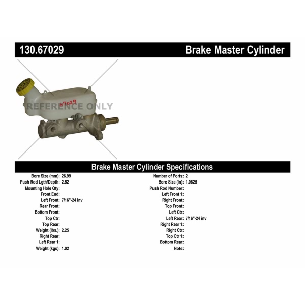 Centric Premium Brake Master Cylinder 130.67029