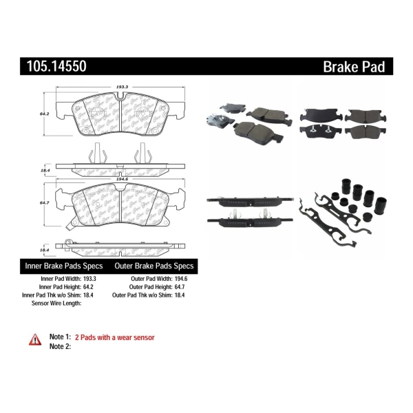 Centric Posi Quiet™ Ceramic Front Disc Brake Pads 105.14550