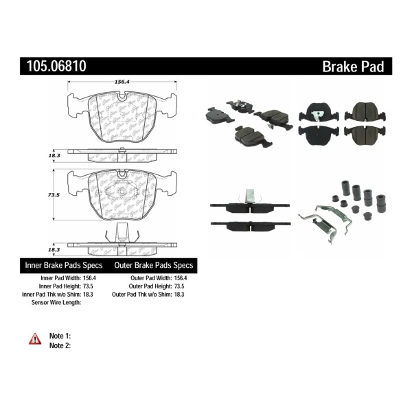 Centric Posi Quiet™ Ceramic Front Disc Brake Pads 105.06810