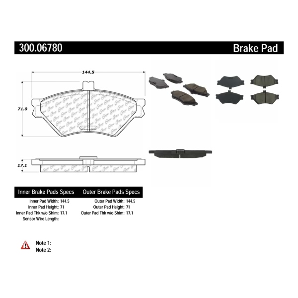 Centric Premium Semi-Metallic Front Disc Brake Pads 300.06780