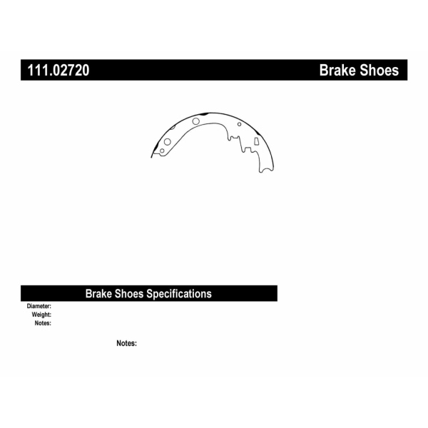 Centric Premium Rear Drum Brake Shoes 111.02720