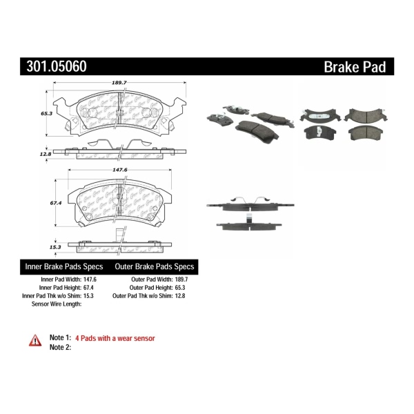 Centric Premium Ceramic Front Disc Brake Pads 301.05060