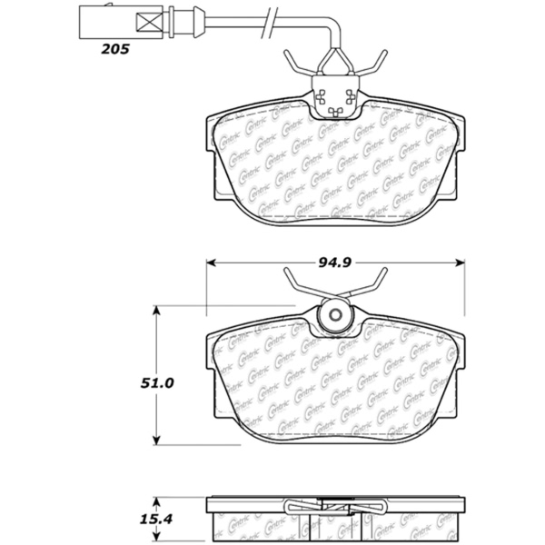 Centric Posi Quiet™ Semi-Metallic Rear Disc Brake Pads 104.08771