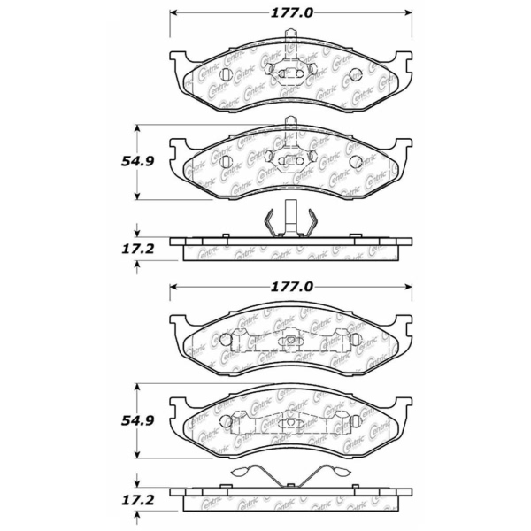 Centric Posi Quiet™ Semi-Metallic Brake Pads With Hardware 104.04770