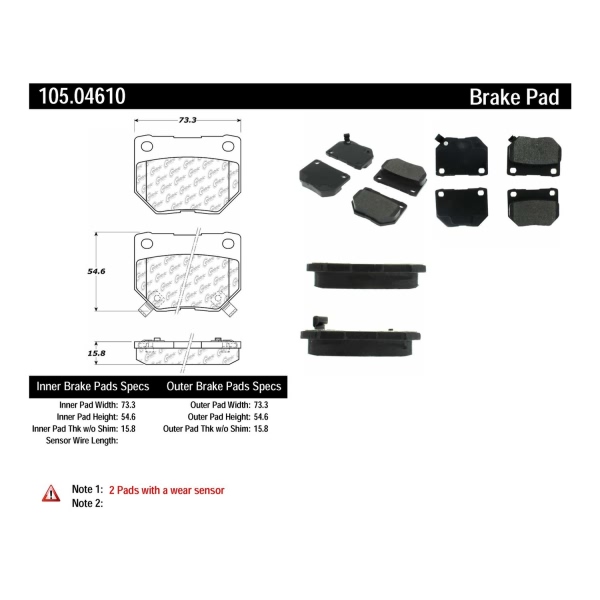 Centric Posi Quiet™ Ceramic Rear Disc Brake Pads 105.04610