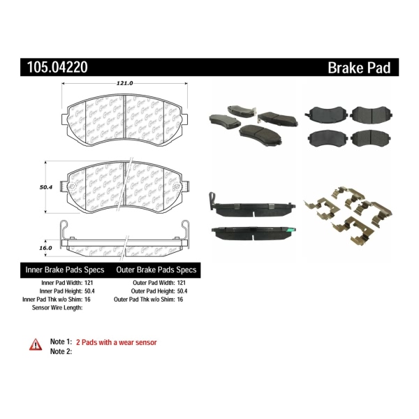 Centric Posi Quiet™ Ceramic Front Disc Brake Pads 105.04220