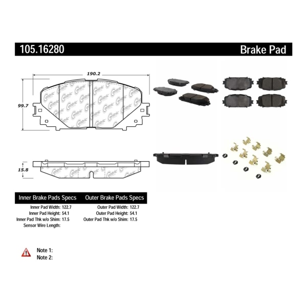 Centric Posi Quiet™ Ceramic Front Disc Brake Pads 105.16280