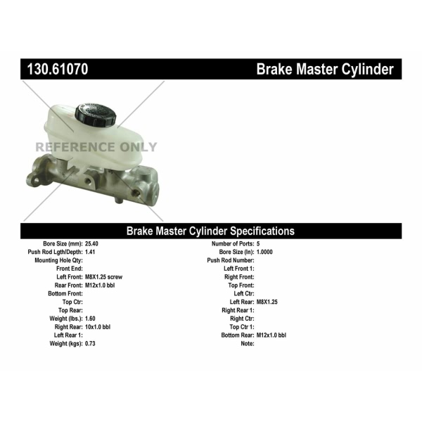 Centric Premium Brake Master Cylinder 130.61070