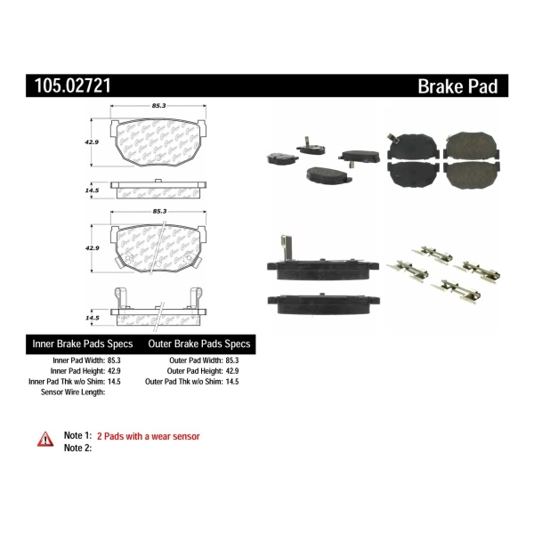 Centric Posi Quiet™ Ceramic Rear Disc Brake Pads 105.02721