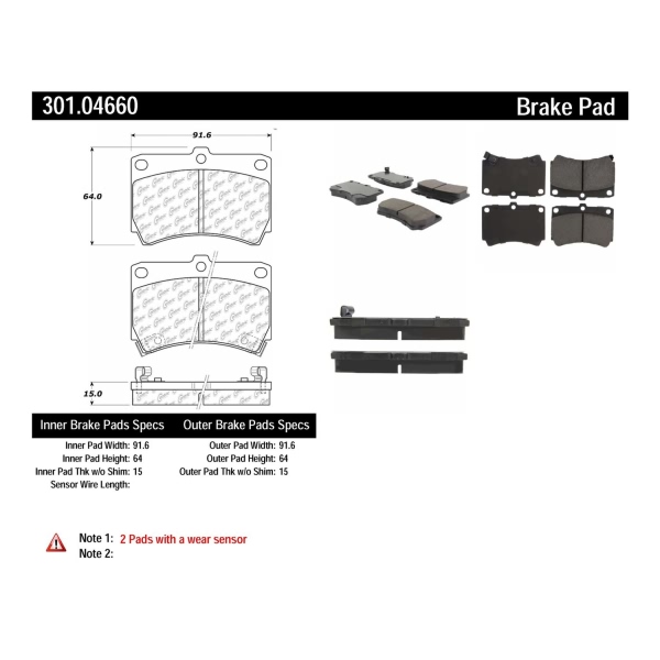 Centric Premium Ceramic Front Disc Brake Pads 301.04660