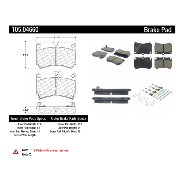 Centric Posi Quiet™ Ceramic Front Disc Brake Pads 105.04660