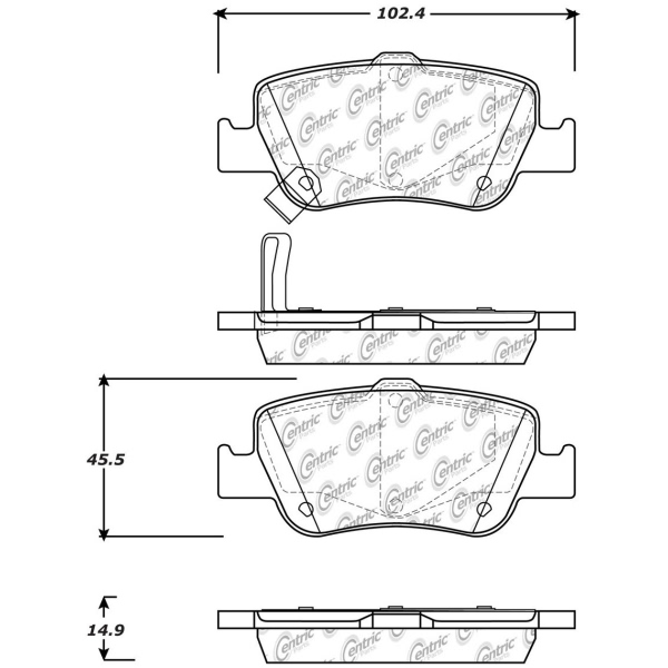 Centric Posi Quiet™ Ceramic Brake Pads With Shims 105.15720