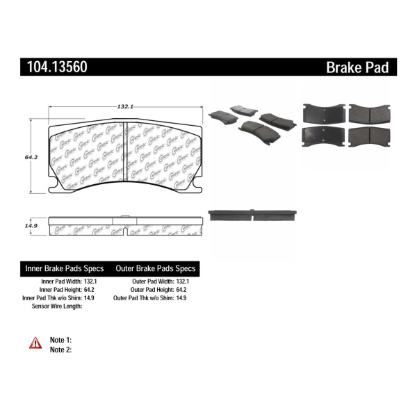 Centric Posi Quiet™ Semi-Metallic Rear Disc Brake Pads 104.13560