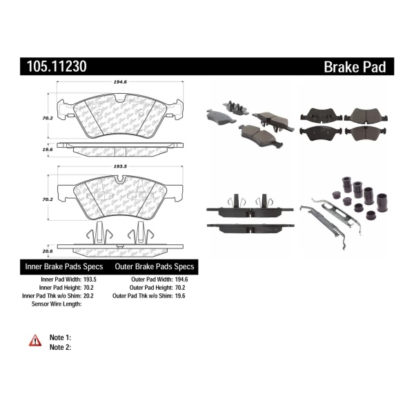 Centric Posi Quiet™ Ceramic Front Disc Brake Pads 105.11230