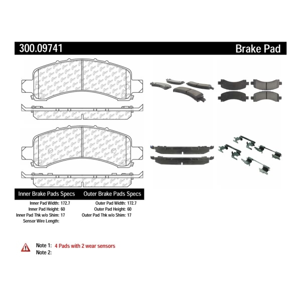 Centric Premium™ Semi-Metallic Brake Pads With Shims And Hardware 300.09741