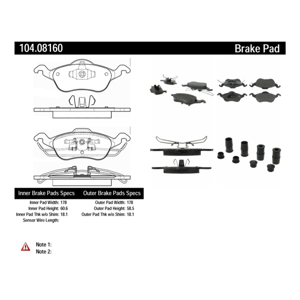 Centric Posi Quiet™ Semi-Metallic Front Disc Brake Pads 104.08160