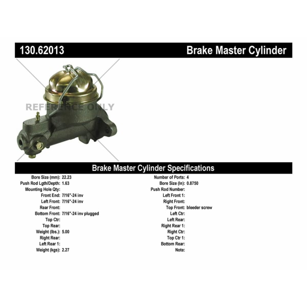 Centric Premium Brake Master Cylinder 130.62013