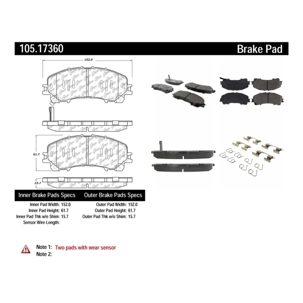 Centric Posi Quiet™ Ceramic Front Disc Brake Pads 105.17360
