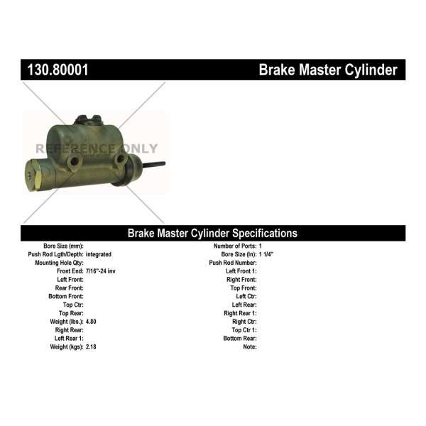 Centric Premium™ Brake Master Cylinder 130.80001