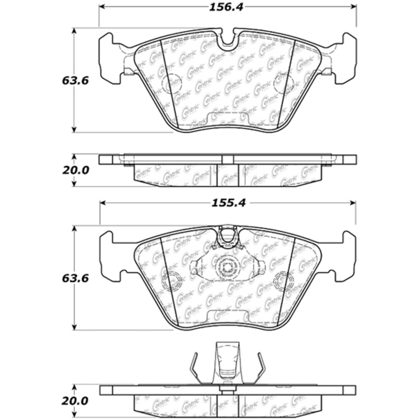 Centric Posi Quiet™ Semi-Metallic Front Disc Brake Pads 104.09460