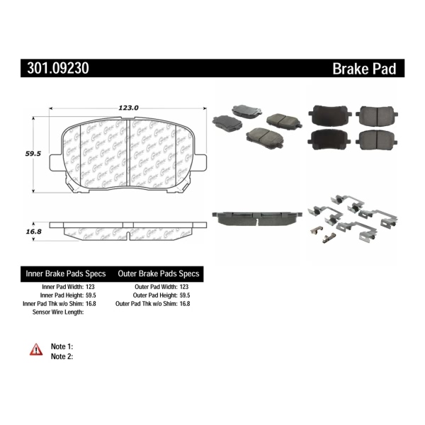 Centric Premium Ceramic Front Disc Brake Pads 301.09230