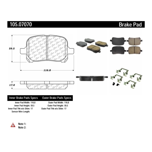 Centric Posi Quiet™ Ceramic Front Disc Brake Pads 105.07070