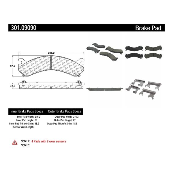 Centric Premium Ceramic Rear Disc Brake Pads 301.09090