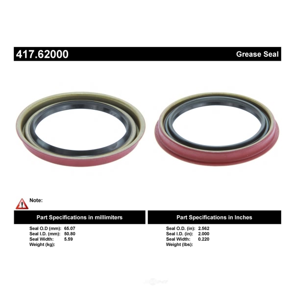 Centric Premium™ Front Inner Wheel Seal 417.62000