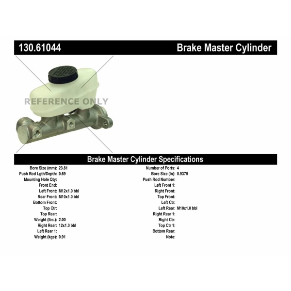 Centric Premium Brake Master Cylinder 130.61044