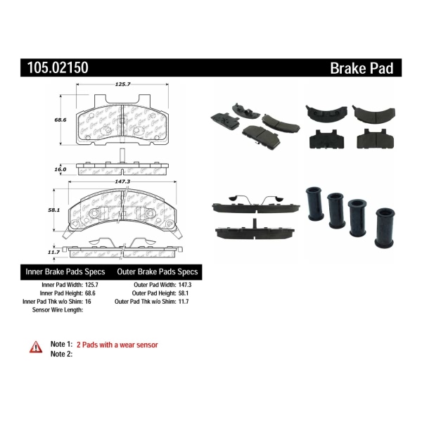 Centric Posi Quiet™ Ceramic Front Disc Brake Pads 105.02150