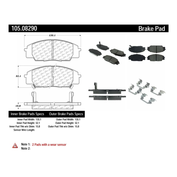 Centric Posi Quiet™ Ceramic Front Disc Brake Pads 105.08290