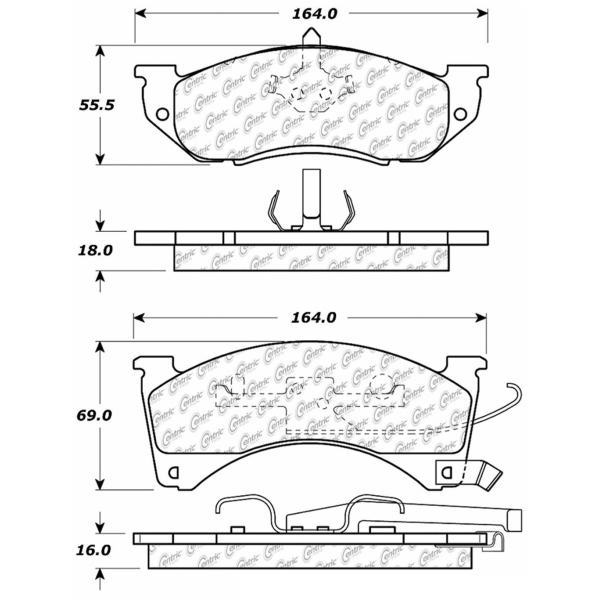 Centric Premium Semi-Metallic Front Disc Brake Pads 300.04780