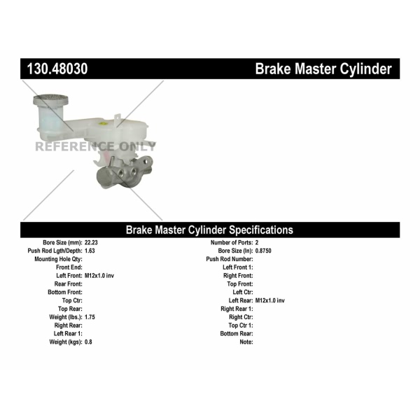 Centric Premium Brake Master Cylinder 130.48030