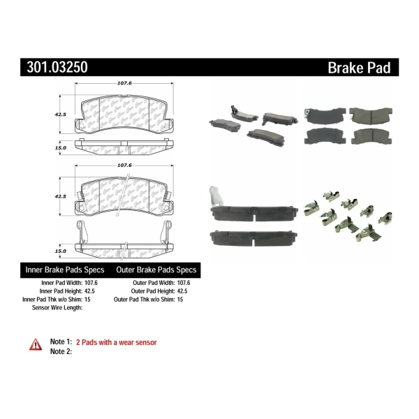 Centric Premium Ceramic Rear Disc Brake Pads 301.03250