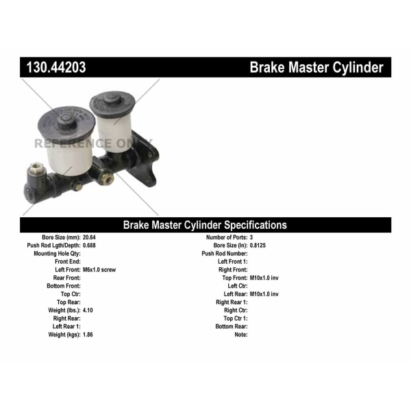 Centric Premium Brake Master Cylinder 130.44203