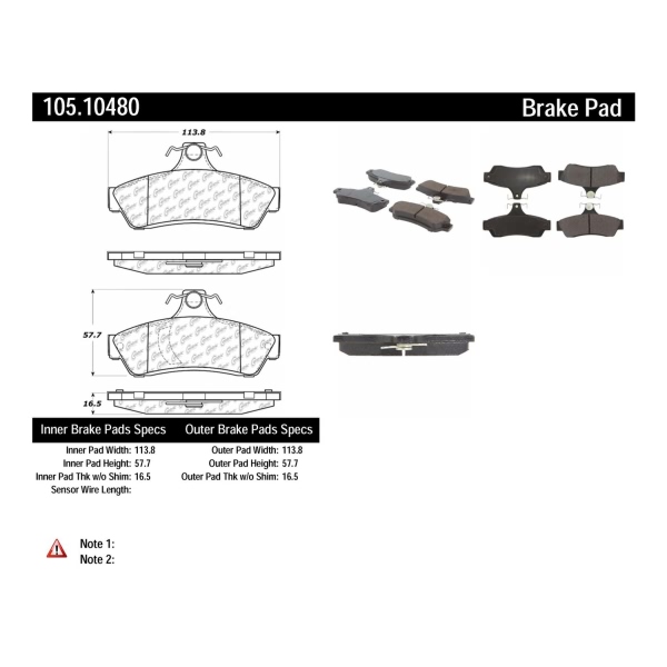 Centric Posi Quiet™ Ceramic Rear Disc Brake Pads 105.10480