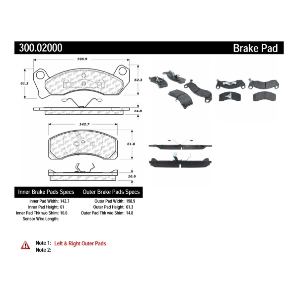 Centric Premium Semi-Metallic Front Disc Brake Pads 300.02000
