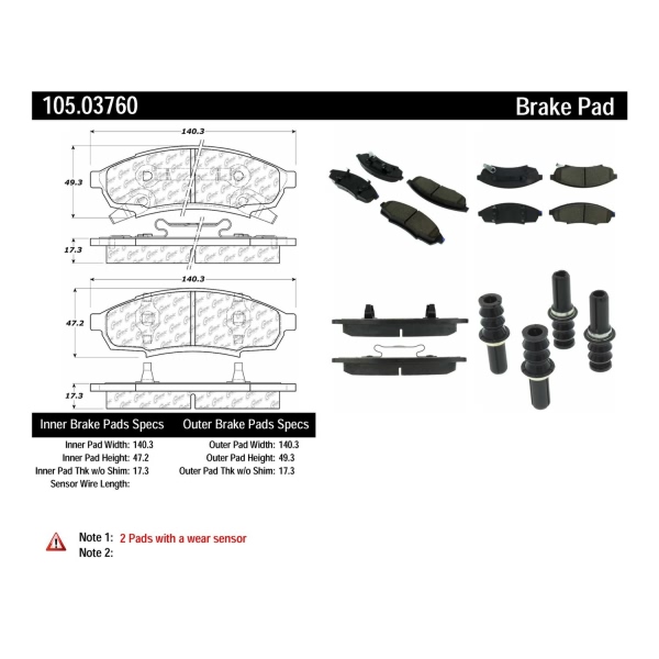 Centric Posi Quiet™ Ceramic Front Disc Brake Pads 105.03760