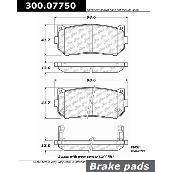 Centric Premium Semi-Metallic Rear Disc Brake Pads 300.07750