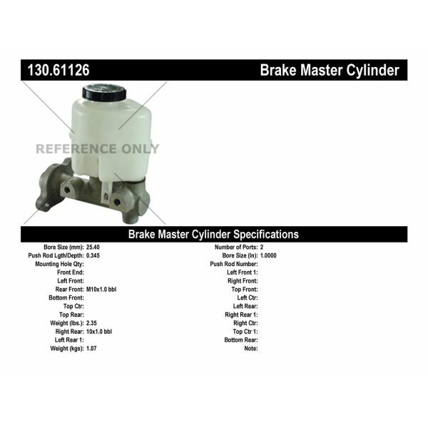 Centric Premium Brake Master Cylinder 130.61126