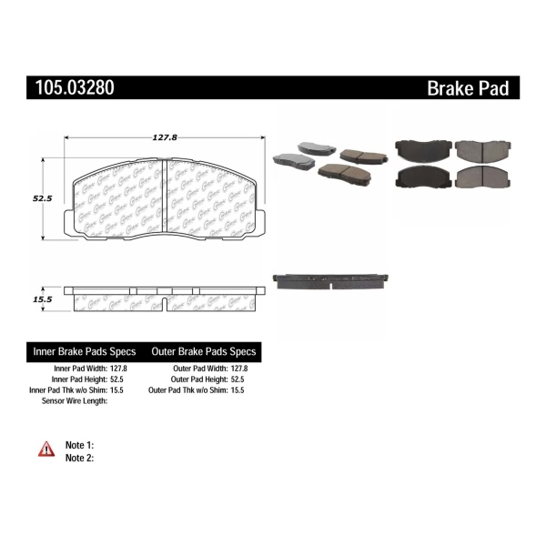 Centric Posi Quiet™ Ceramic Front Disc Brake Pads 105.03280