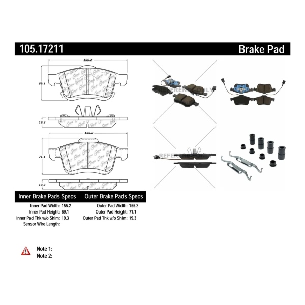 Centric Posi Quiet™ Ceramic Front Disc Brake Pads 105.17211