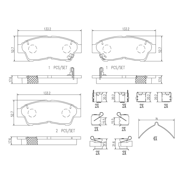 brembo Premium Ceramic Front Disc Brake Pads P83034N