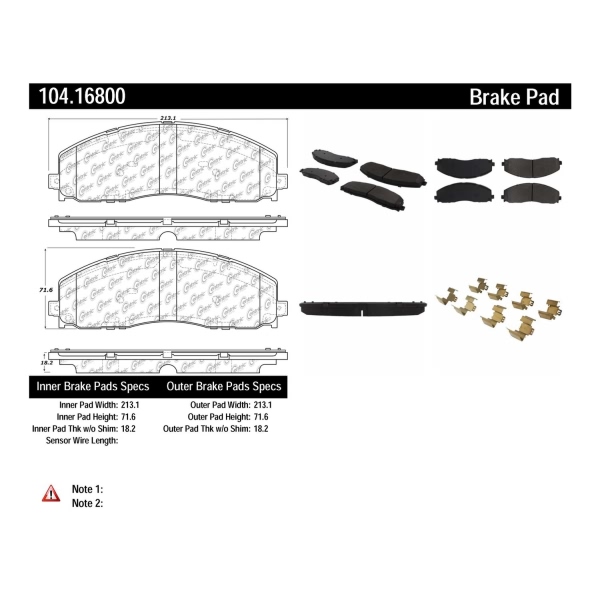 Centric Posi Quiet™ Semi-Metallic Front Disc Brake Pads 104.16800
